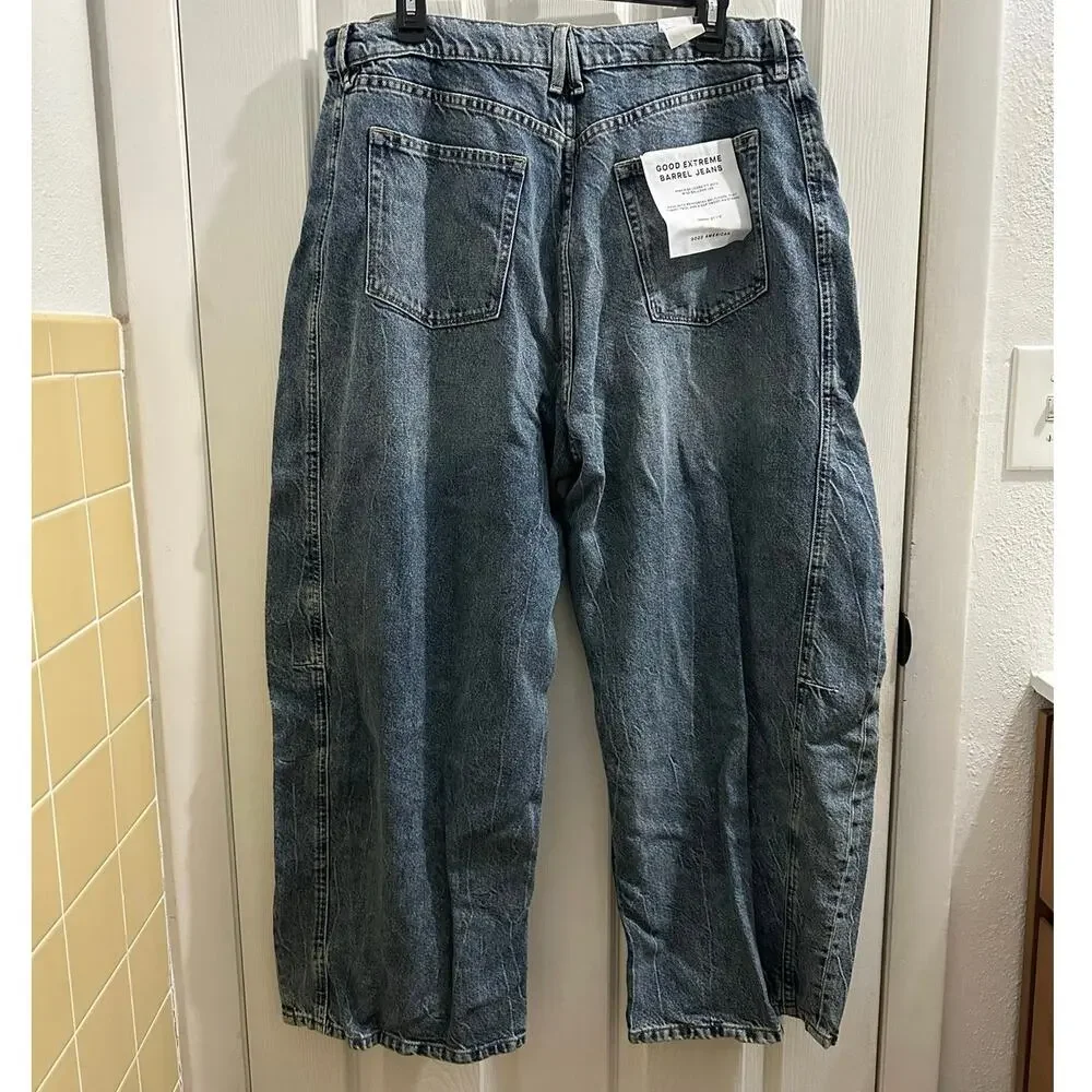 NWT Good American Extreme Barrel Jeans Indigo 966 Denim 14/32 Baggy JNCO Loose - Picture 3 of 12